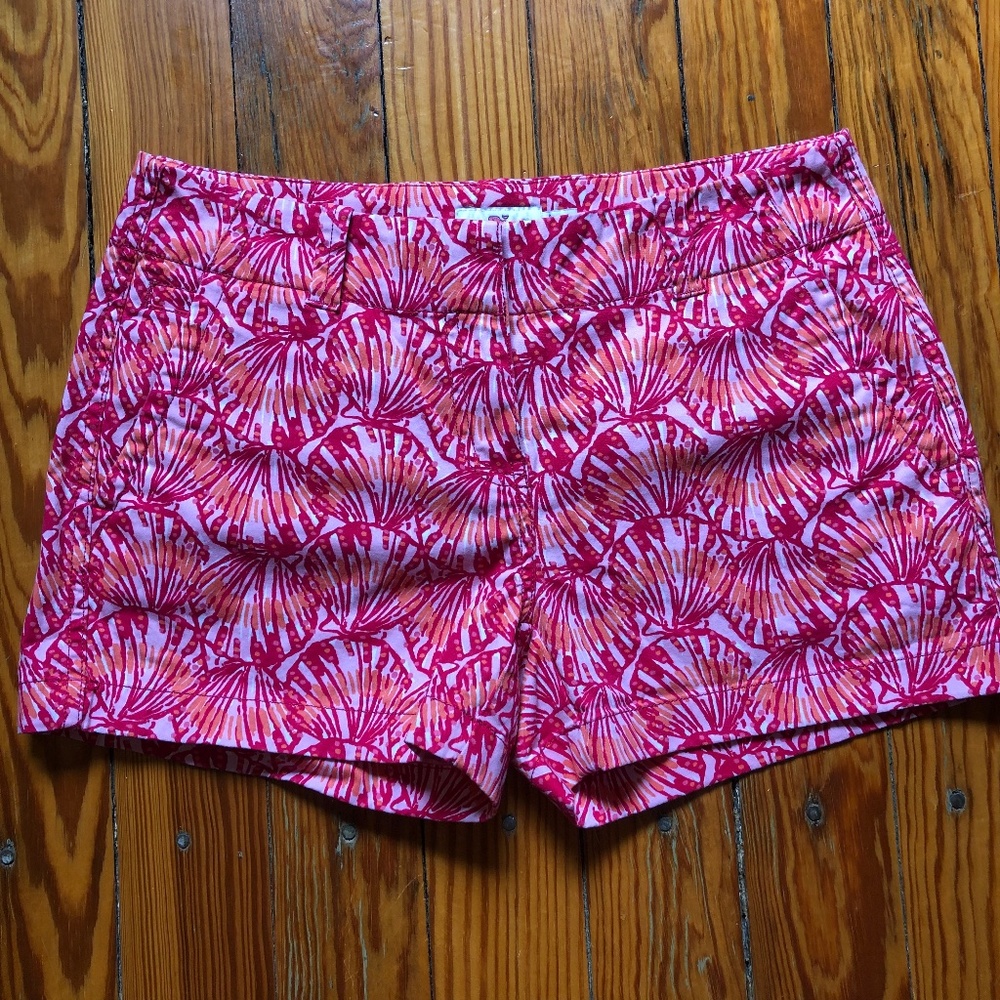 Vineyard Vines Pink/Orange Shorts With Shells, Size 4 NWOT